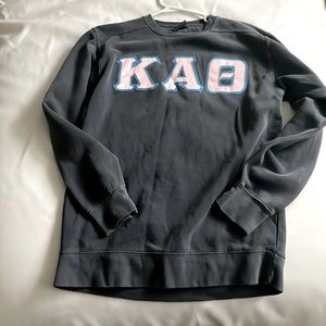 Kappa Alpha Theta sweatshirt with KAO patch letters sewn on front. small grey